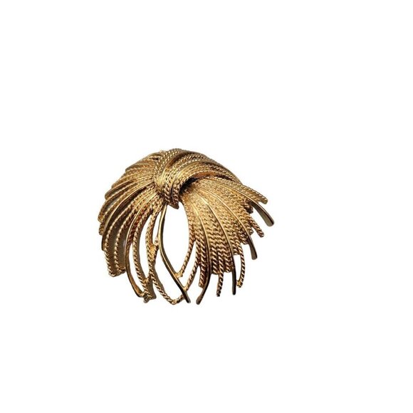 Monet Mirador Brooch Gold Tone Wheat Rope Spray Vintage - Picture 11 of 16